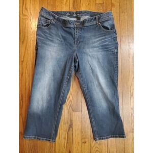 Lane Bryant Genius Fit Women Size 22 Blue Jean Capri Crop Mid Rise Dark Wash